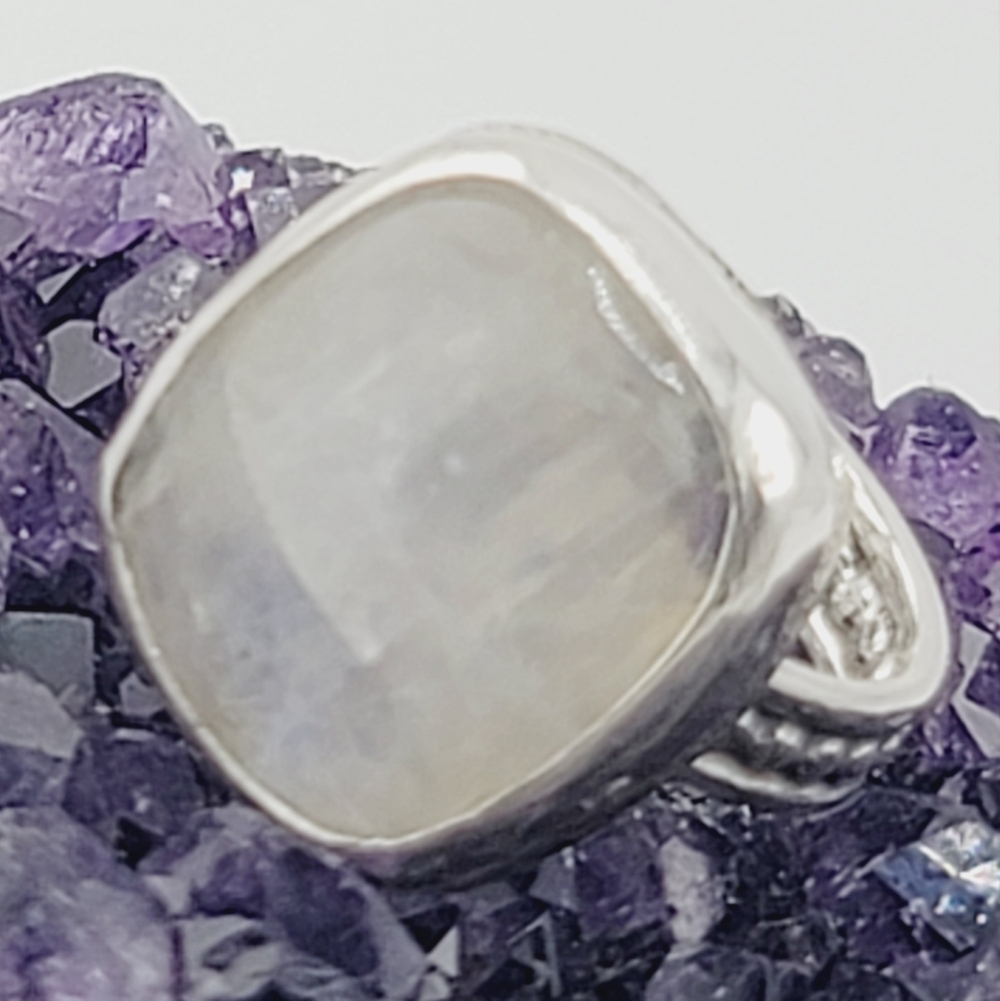 MOONSTONE HANDMADE RING IN 925 STERLING SILVER METAL 4 - Picture 5 of 6